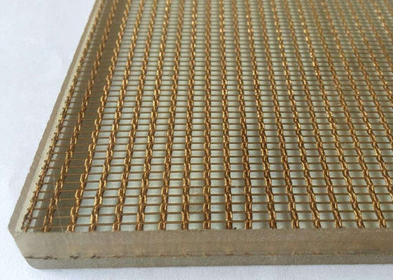 Szkło laminowane 1,5 mm z siatki drucianej Dekoracyjny złoty kolor mosiądzu