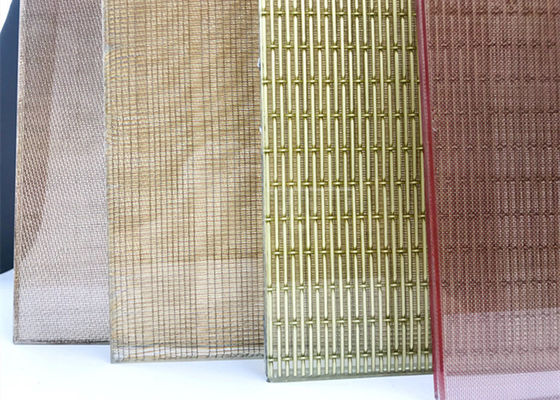 Architektoniczna mosiężna siatka druciana do szkła laminowanego, kolor złoty