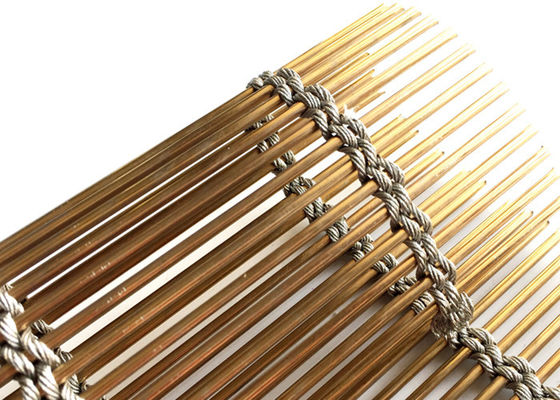 Złoty kolorowy drut kablowy Pvd Architectural Metal Mesh Screen o szerokości 6 m