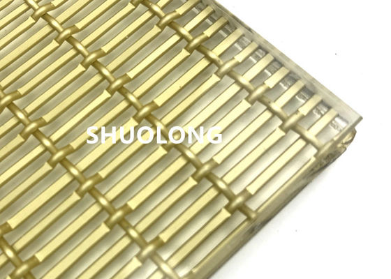 Utleniona aluminiowa szklana laminowana siatka druciana Złoty kolor do szkła kanapkowego