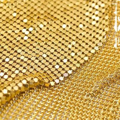 Zasłony tkanina błyszcząca metalowa dekoracyjna siatka kolorowa miękka srebra luksusowa aluminium elastyczna siatka metalowa