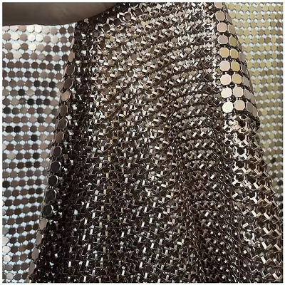 Aluminiowe stopy błyszczące metalowe tkaniny łańcuchowe do kurtyny Metalowe tkaniny siatkowe