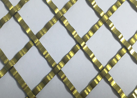 ISO9000 Square Hole Mesh Złota karbowana metalowa siatka przeciwpożarowa