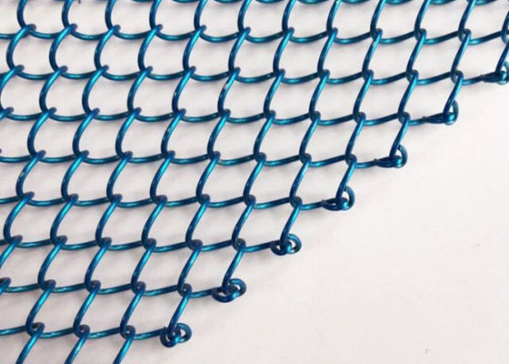 26ft Blue Metal Coil Drapery Eco Fireplace Screen Curtain Malowanie natryskowe