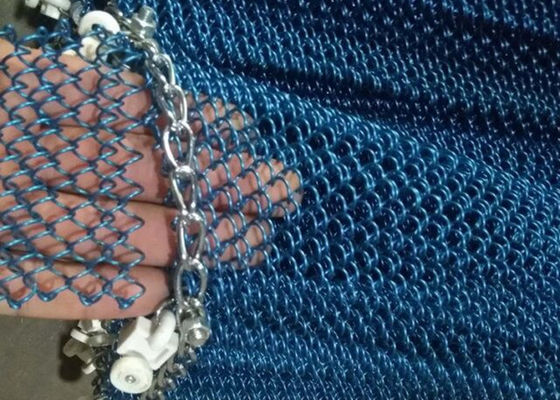 26ft Blue Metal Coil Drapery Eco Fireplace Screen Curtain Malowanie natryskowe